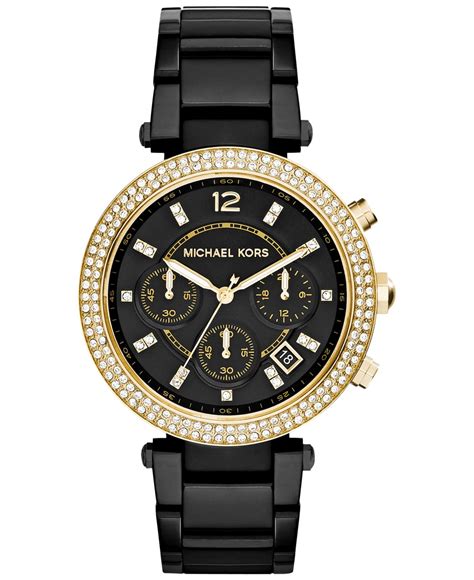 black michael kors watch women's|michael kors black diamond watch.